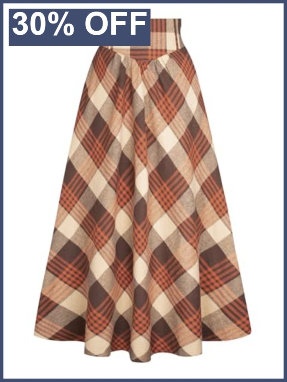 Womens Renaissance Plaid Maxi Skirt A-Line Elastic High Waist Victorian